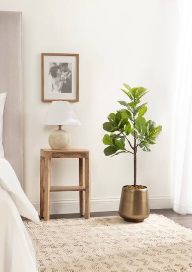 Kate and Laurel Fidmont 4ft. Faux Fiddle Fig Tree with Portell Planter